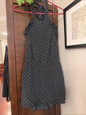 INTERMIX Black with White Polka Dot Halter skort dress